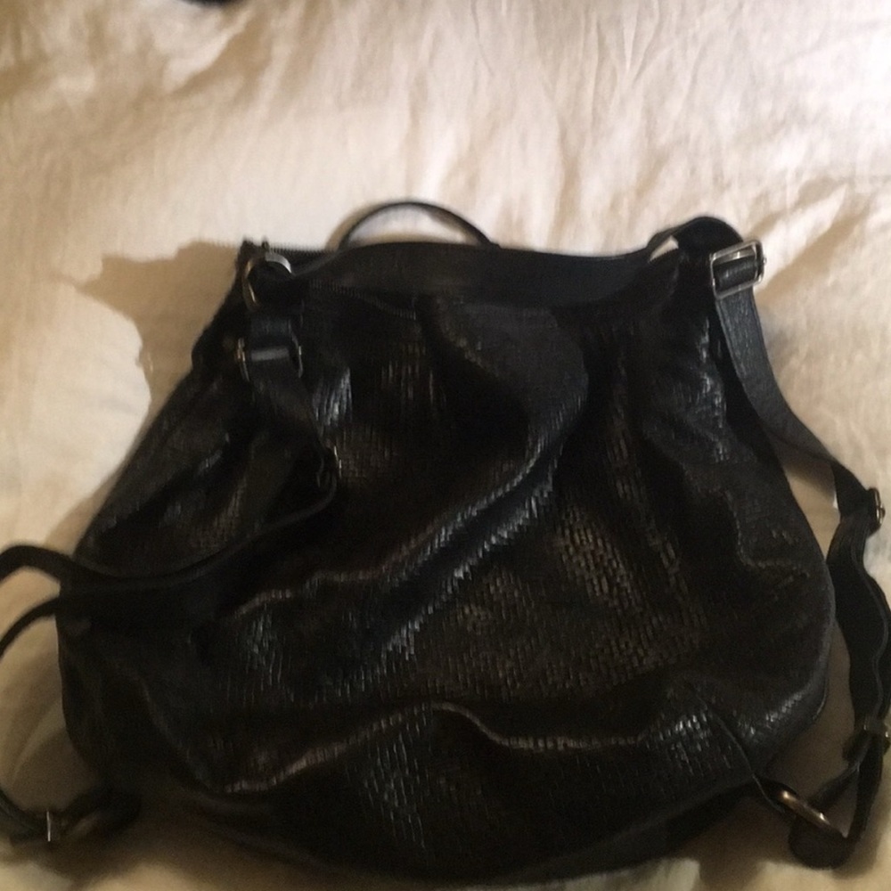 Rough & Tumble convertible leather laptop hobo bag embossed leather custom made - Picture 2 of 5